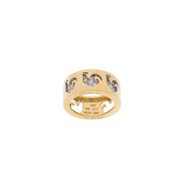 Chantecler - anello a fascia in oro giallo 18kt e diamanti