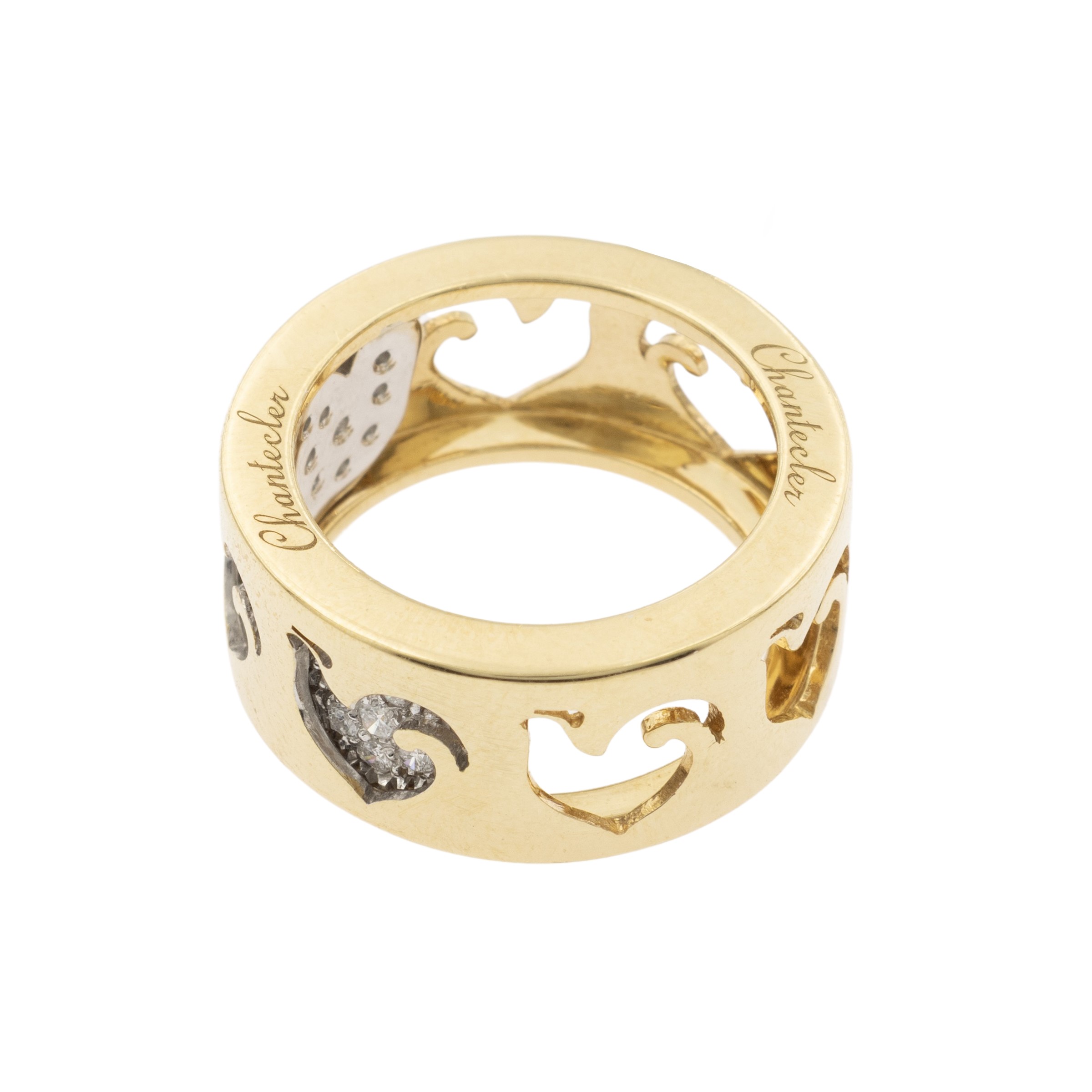 Chantecler - Anello a Fascia in Oro Giallo 18kt e Diamanti