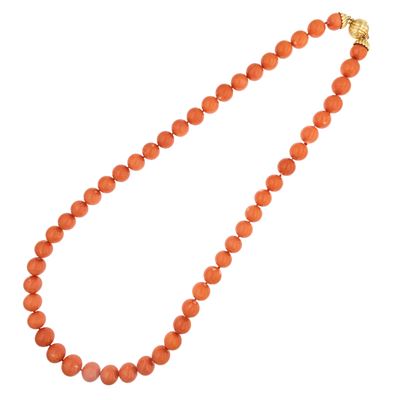 Collana Ad un Filo di Corallo Naturale Giapponese