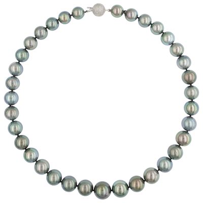 Collana di perle Tahiti, perlone 10-13 mm, chiusura in oro bianco 18kt