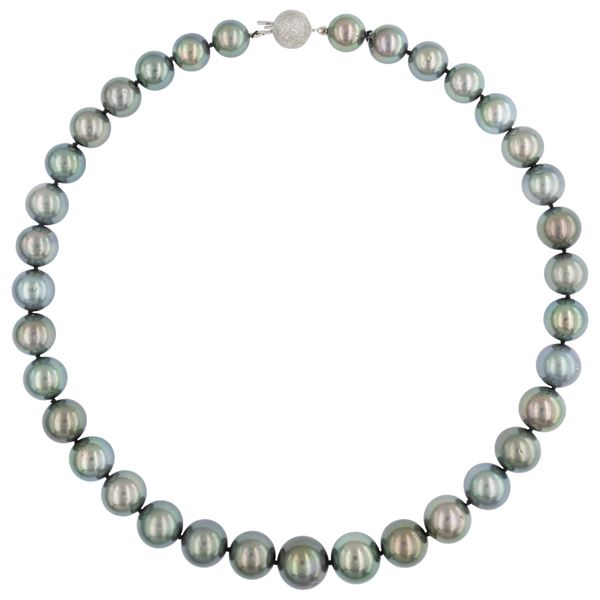 Collana ad un filo di perle Tahiti