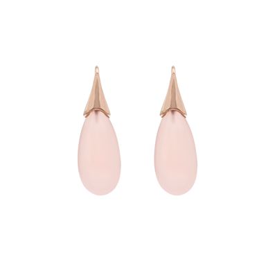 Orecchini Pendenti in Oro Rosa 9kt e Calcedonio Rosa