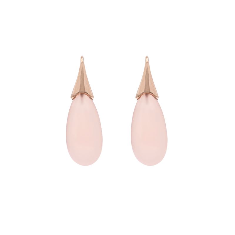 Orecchini Pendenti in Oro Rosa 9kt e Calcedonio Rosa