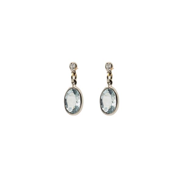 18kt white gold with aquamarines and diamonds pendant earrings