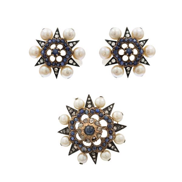 Antique demi parure comprising a brooch and lobe earrings  (early 20th century)  - Auction JEWELS AND WATCHES WEB LIVE - Colasanti Casa d'Aste