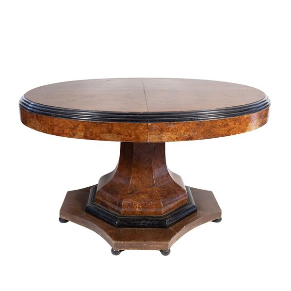 Tavolo allungabile in radica e legno ebanizzato