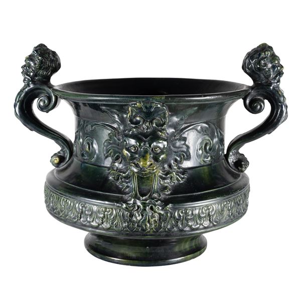 Copper green majolica planter  (France, 19th - 20th century)  - Auction FINE ART, ROMAN MARBLES, OLD MASTER AND 19th CENTURY PAINTINGS - II - Colasanti Casa d'Aste