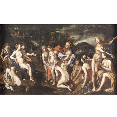 Scuola Fiamminga, Il giudizio di Venere, olio su tela