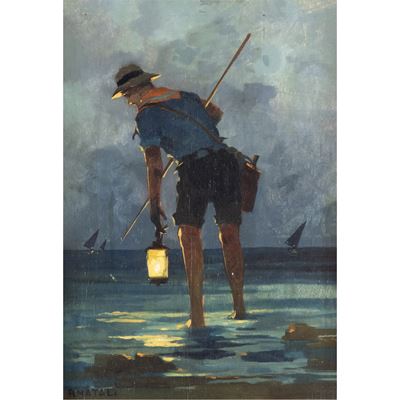Notturno con pescatore