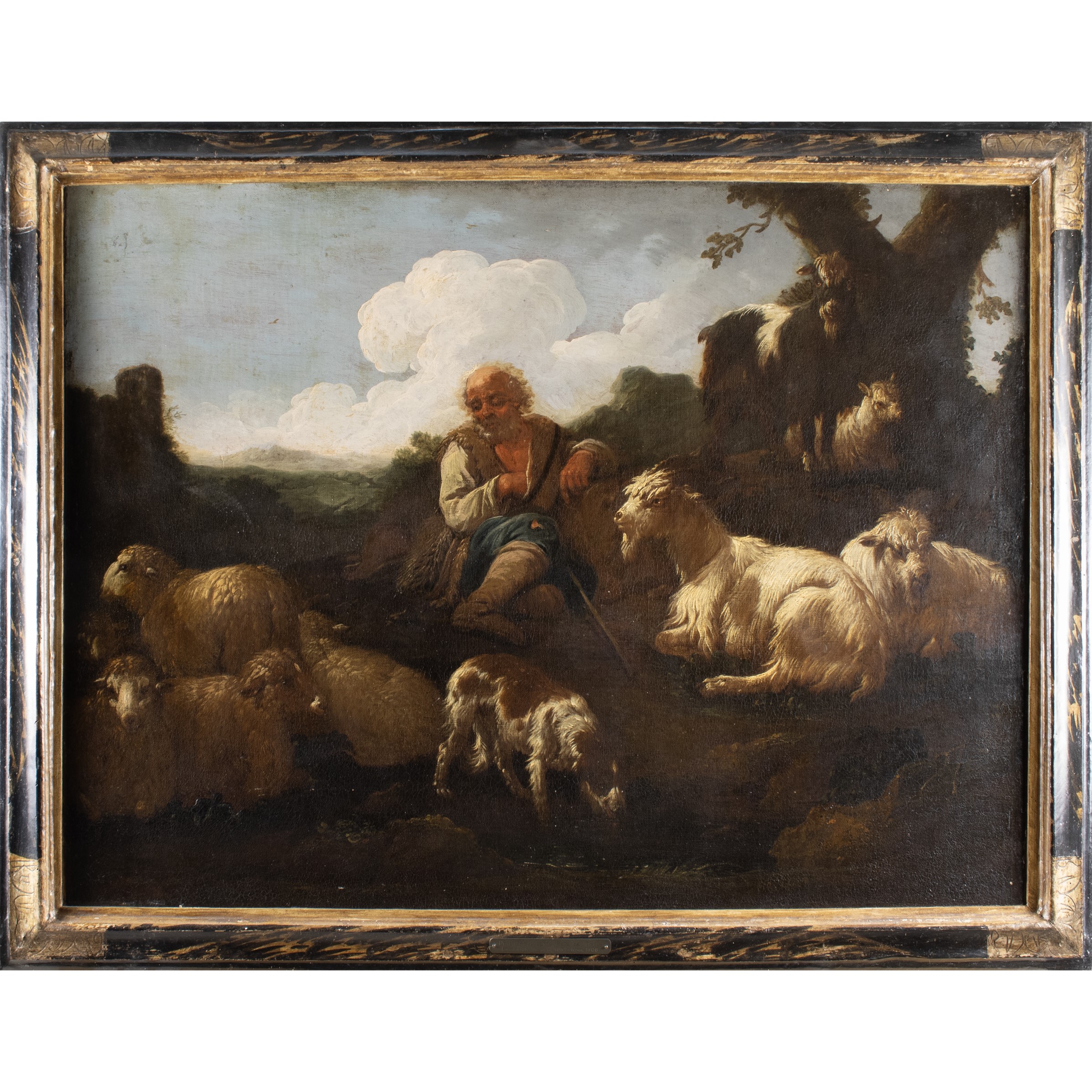 Philipp Peter Roos detto Rosa da Tivoli, Paesaggio con gregge e pastore, olio su tela