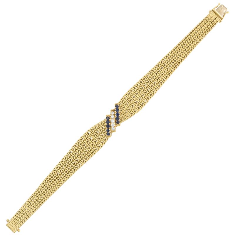 Bracciale in oro giallo 18kt zaffiri e diamanti