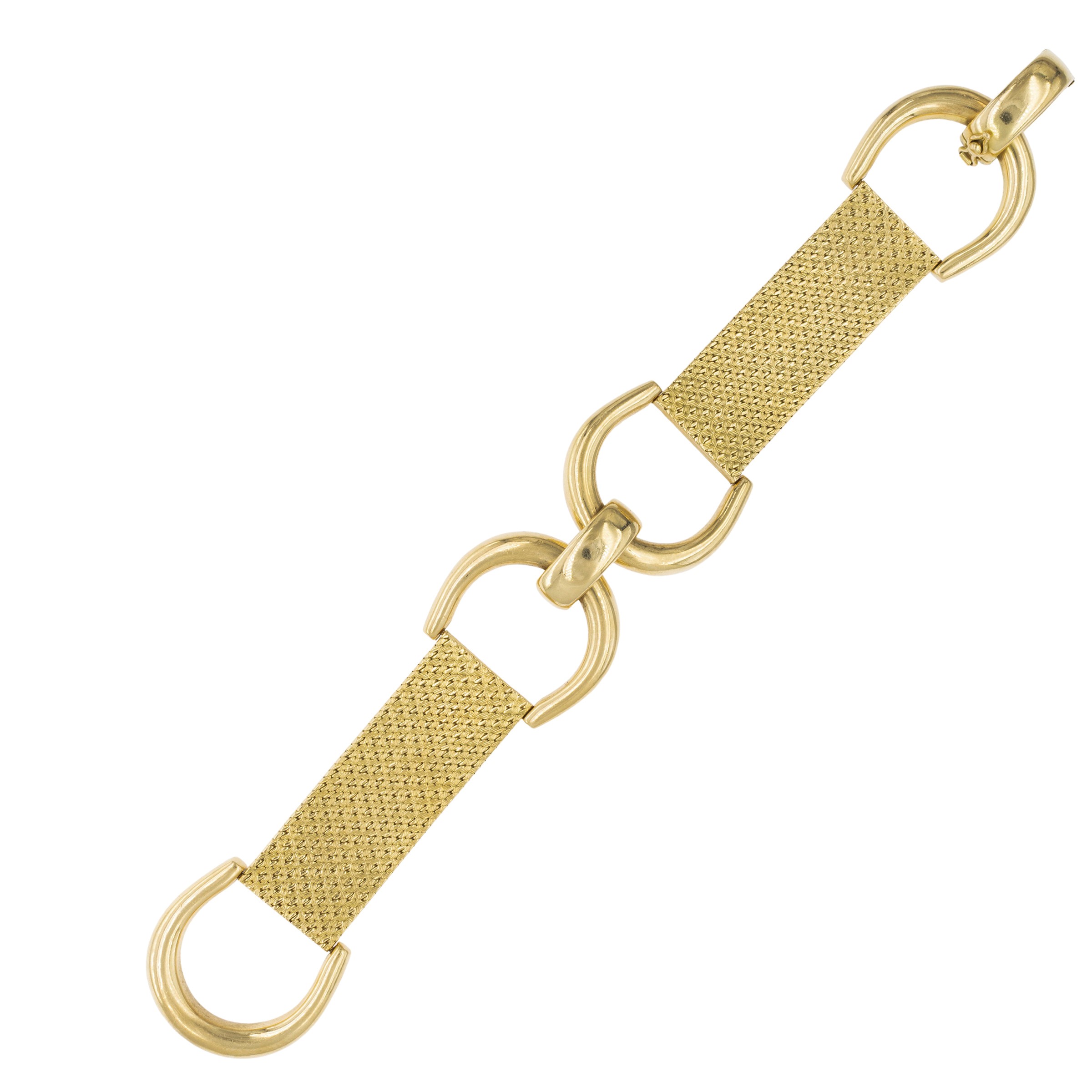 Bracciale staffe in oro giallo 18 kt, anni '70