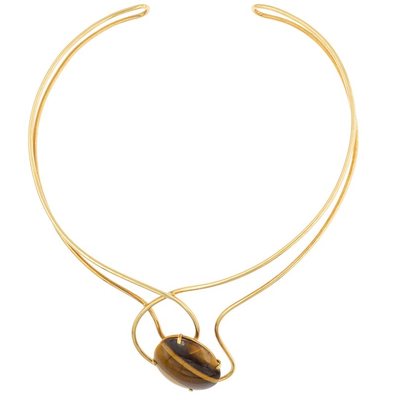 Unoaerre, Choker in oro giallo 18kt con occhio di tigre