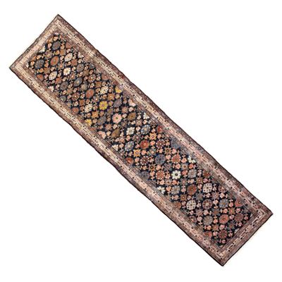 Tappeto guida, Iran, XX Sec., 415x100 cm, decorato con motivi geometrici
