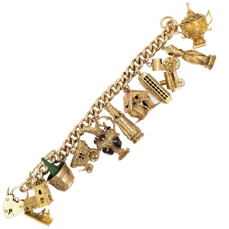 Antico bracciale charms in oro giallo 9kt