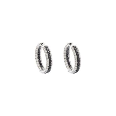 Orecchini a cerchio in oro bianco 18kt con diamanti bicolore
