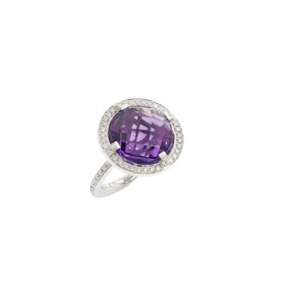 Anello in Oro Bianco 18kt Ametista e Diamanti