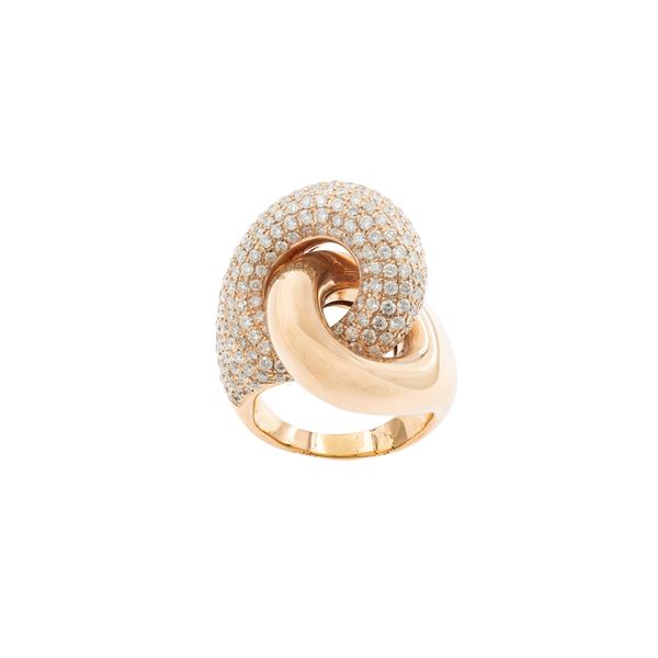 Anello nodo in oro rosa 18kt e diamanti