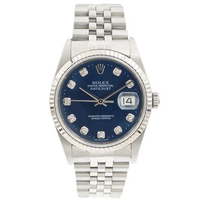 Oyster Perpetual Datejust, orologio da polso in acciaio e oro bianco, circa anni '90