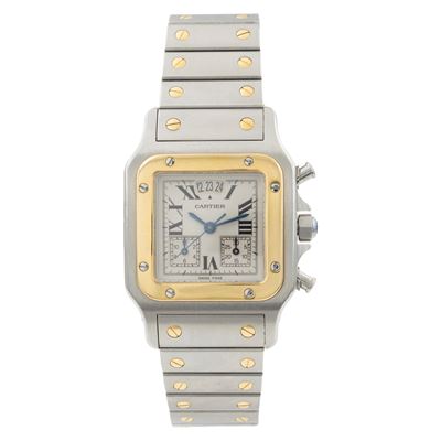 Santos Galbée Chronoflex orologio cronografo da polso in acciaio e oro giallo 18kt