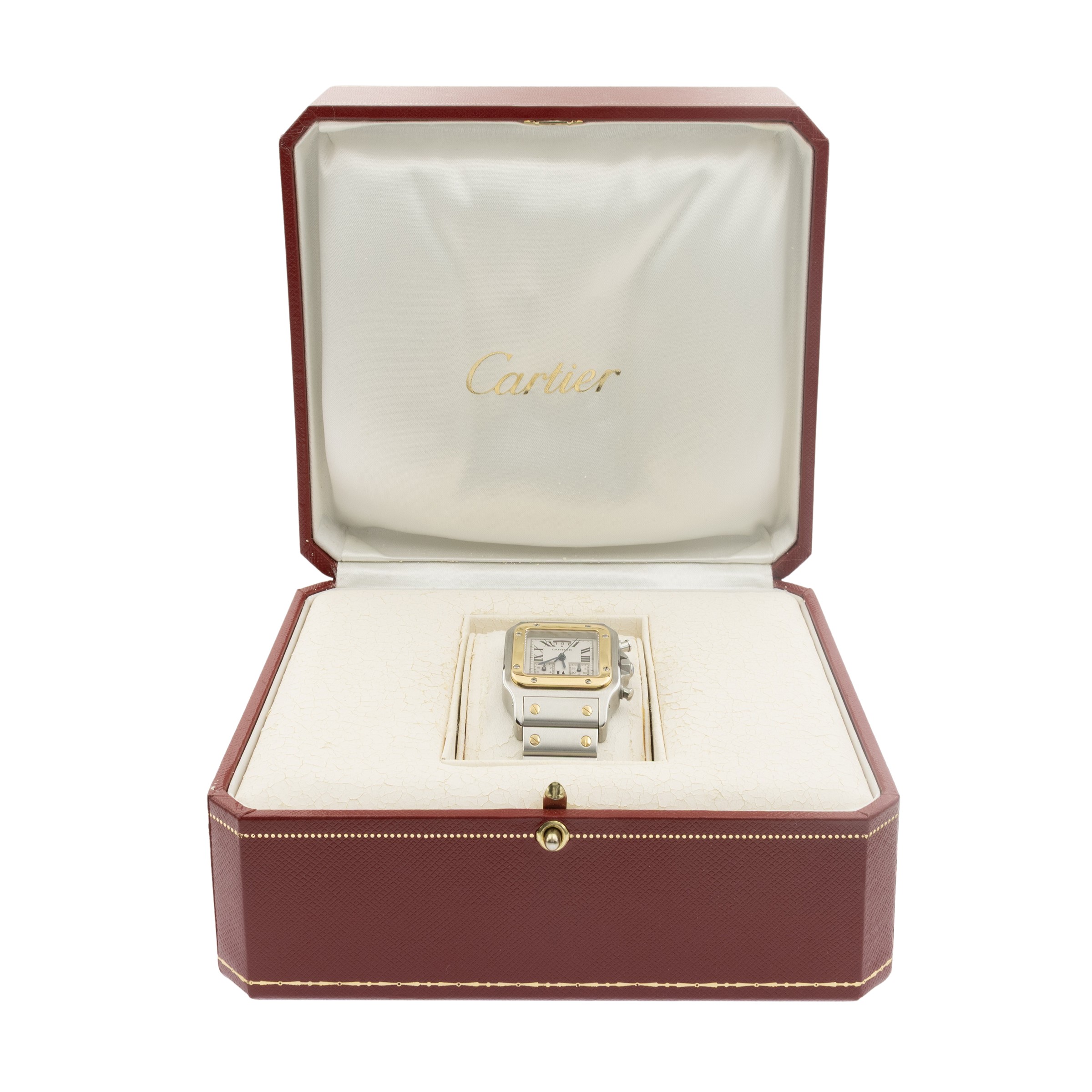 Cartier - Santos Galbée Chronoflex orologio cronografo da polso in acciaio e oro giallo 18kt