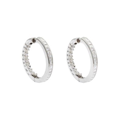 Orecchini Cerchi in Oro Bianco 18kt e Diamanti