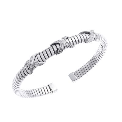 Bracciale tubogas a manetta in oro bianco 18 kt con diamanti