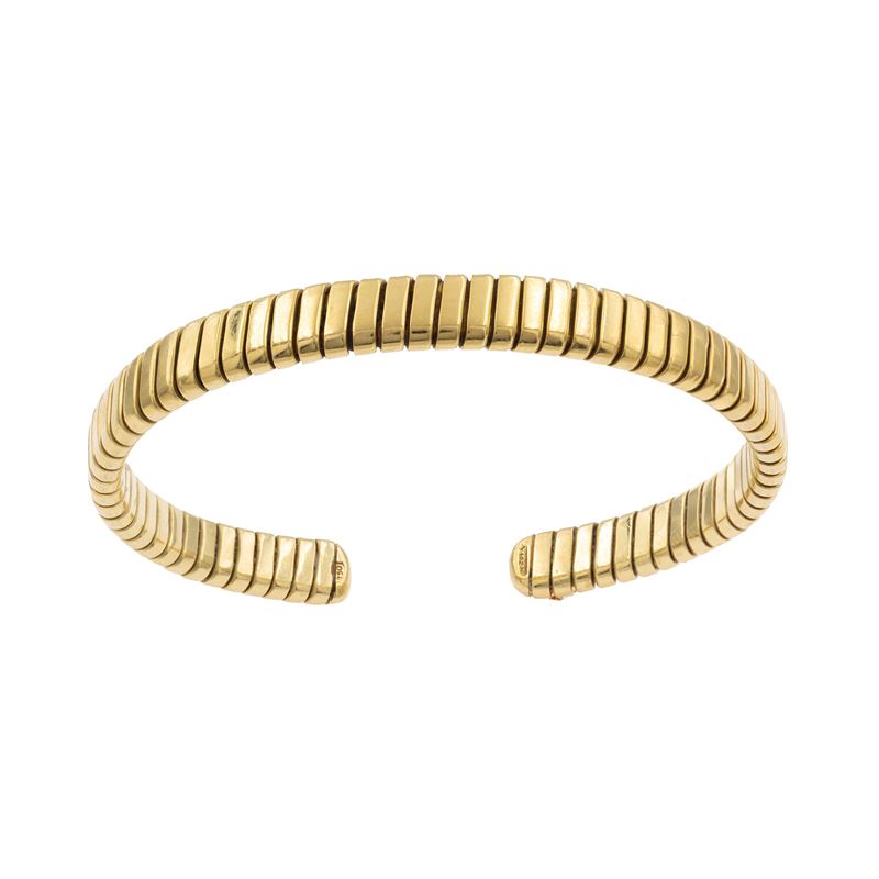 Bracciale tubogas, oro giallo 18kt, peso 27 gr.
