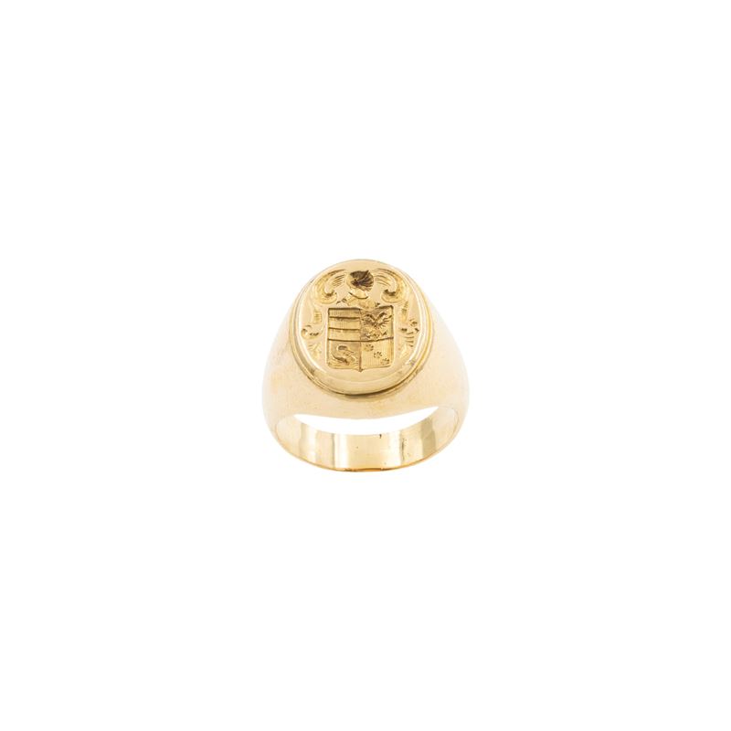 Anello sigillo in oro giallo 18kt
