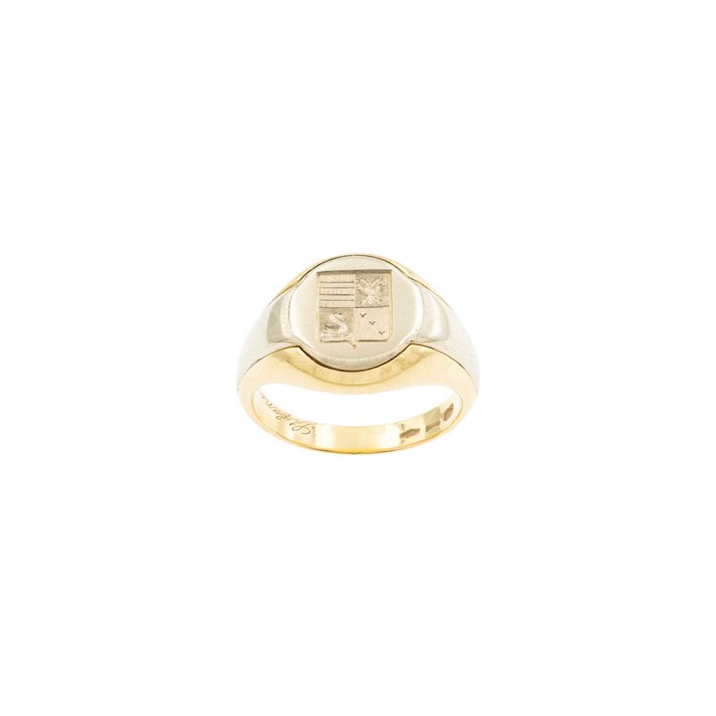 Anello sigillo in oro a due colori 18kt