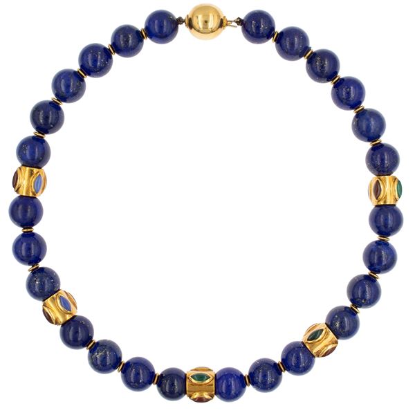 Collana ad un filo di sfere in lapislazzulo  - Asta GIOIELLI E OROLOGI - Colasanti Casa d'Aste