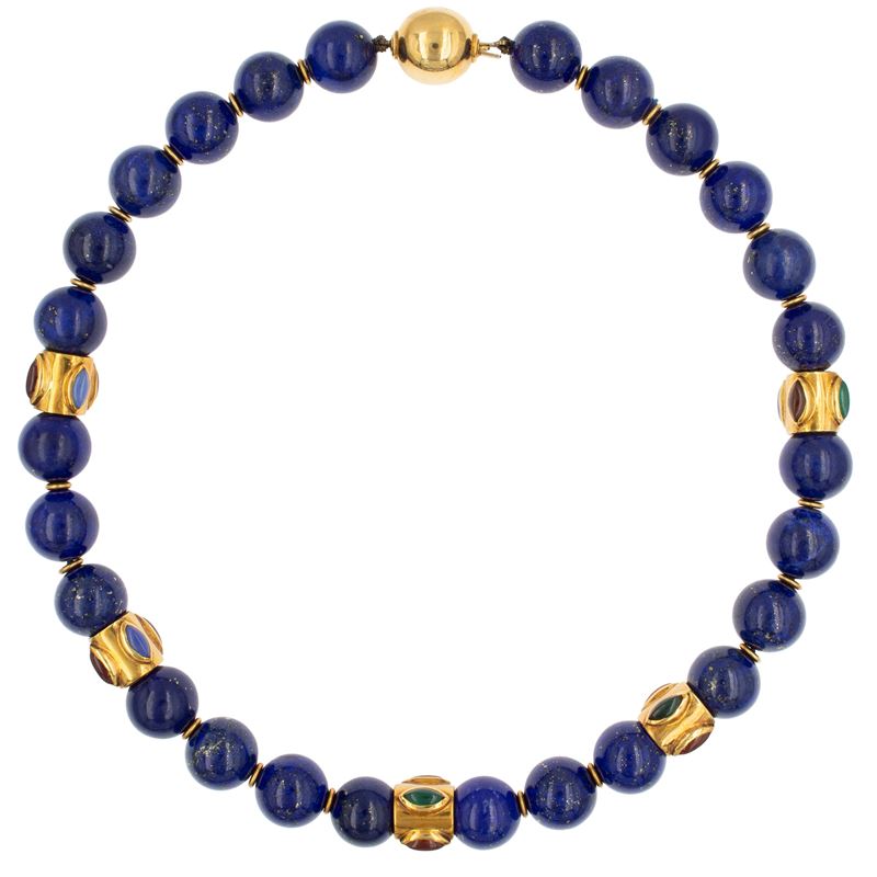 Collana ad un filo di sfere in lapislazzulo