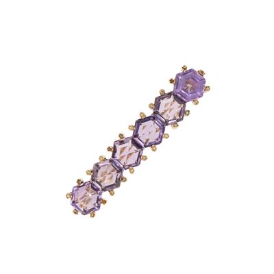 Antica Spilla in Oro Rosa 9kt Ametiste e Perline