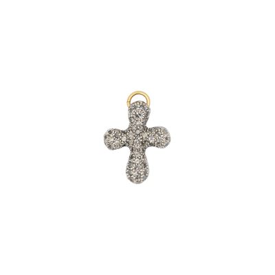 Pendente Croce in oro bicolore 18 kt con diamanti neri e taglio brillante (ca. 0,80 ct)