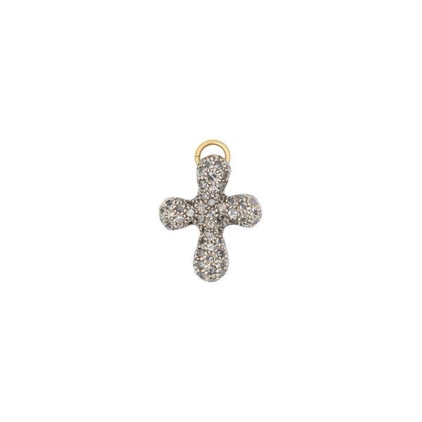 18kt two-color gold and black diamonds cross pendant