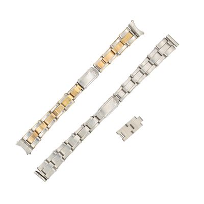 Rolex, Due bracciali Oyster vintage in acciaio (uno in acciaio e oro)