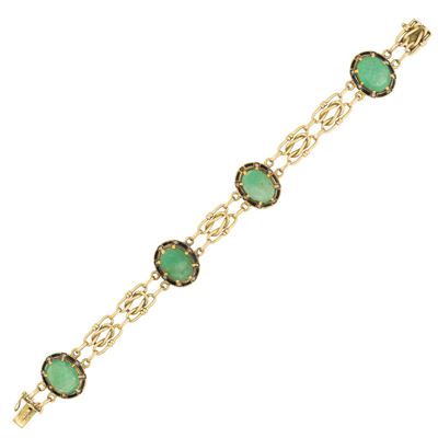 Bracciale in oro giallo 18kt con smalto nero e rose di diamante, primi '900