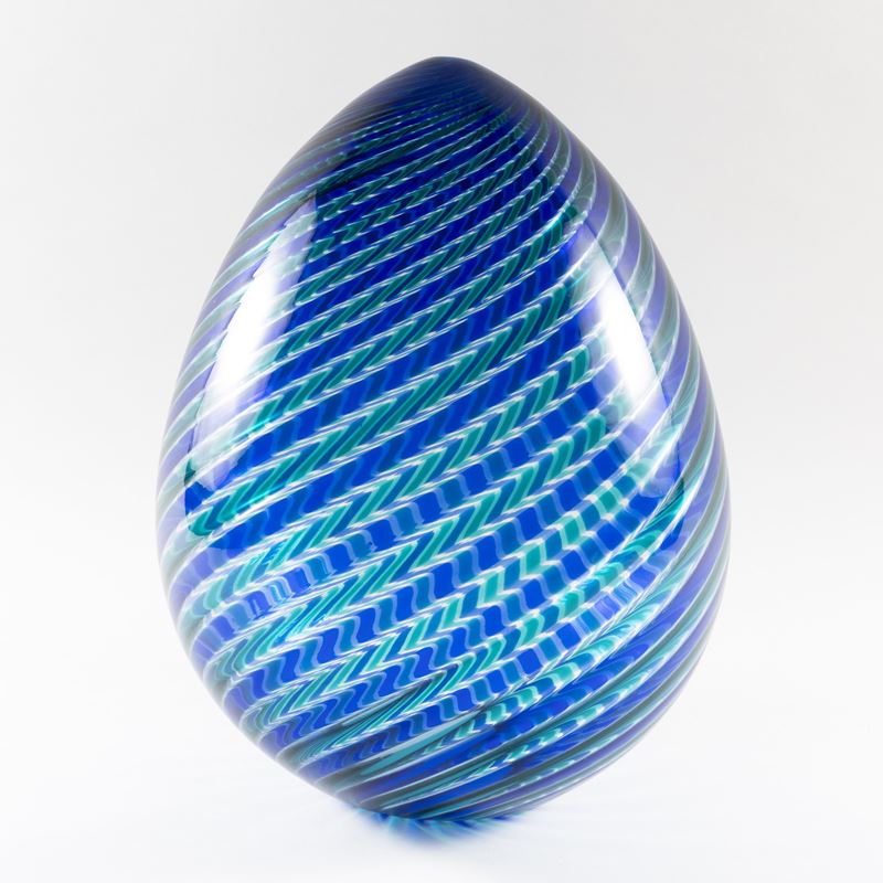 Venini, Uovo in vetro soffiato a canne policrome (Murano, 1985)