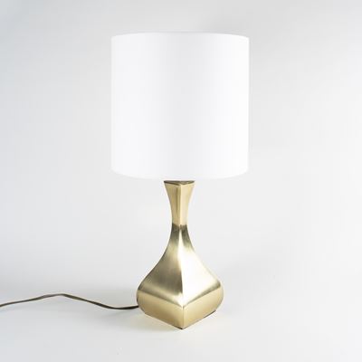 Lampada da tavolo in ottone con paralume