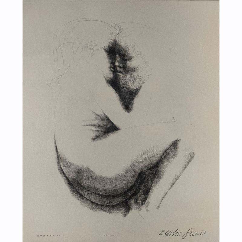 Emilio Greco - Amanti, incisione su lastra d’argento (1972)