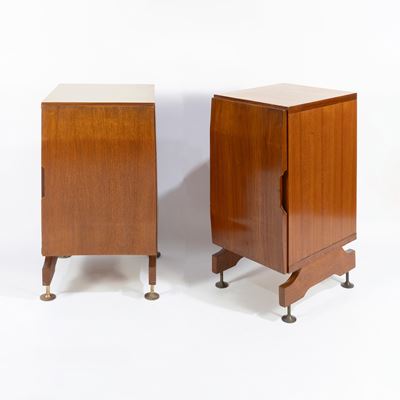 Prod. Dassi, Coppia di comodini in legno e ottone (anni ’60)