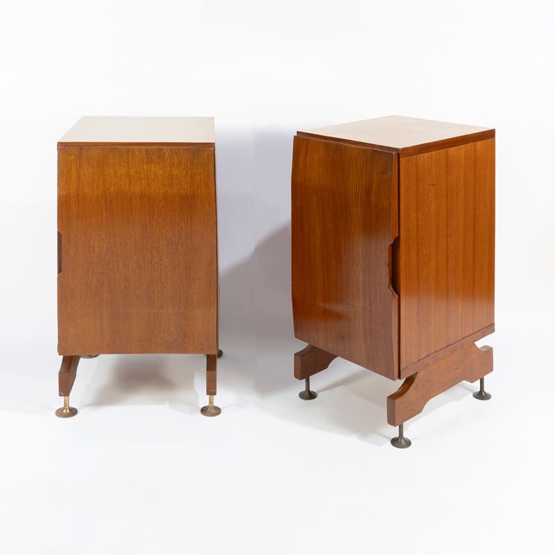 Prod. Dassi, Coppia di comodini in legno e ottone (anni ’60)