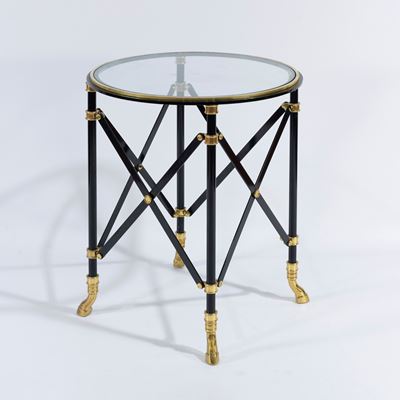 Maison Jansen (produzione), tavolino nello stile di Art déco, metallo verniciato, ottone e vetro ...