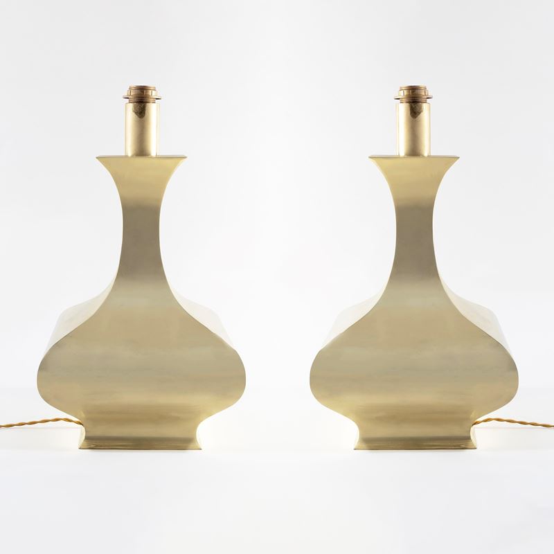 A. Tonello & A. Montagna Grillo - Prod. High Society, coppia di lampade da tavolo in ottone