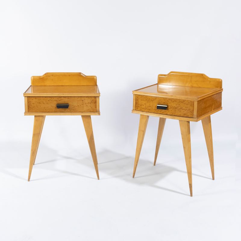 Manifattura italiana, Coppia di comodini in legno, metallo verniciato e ottone (anni ’60)