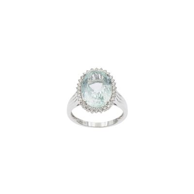 Anello in oro bianco 18 kt con acquamarina e diamanti