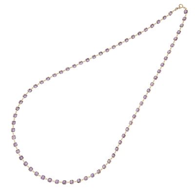Collana in oro giallo 18 kt con ametiste taglio carré
