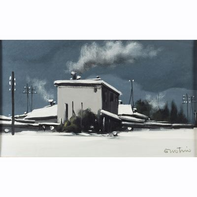 Paesaggio innevato, olio su tela