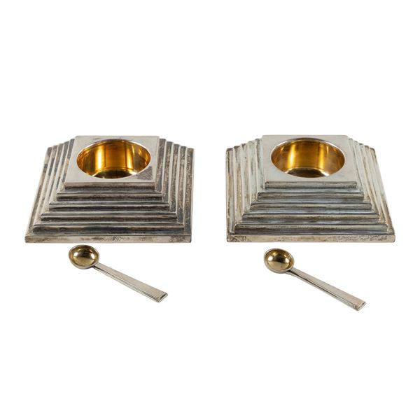 Bvlgari, pair of silver salt cellars