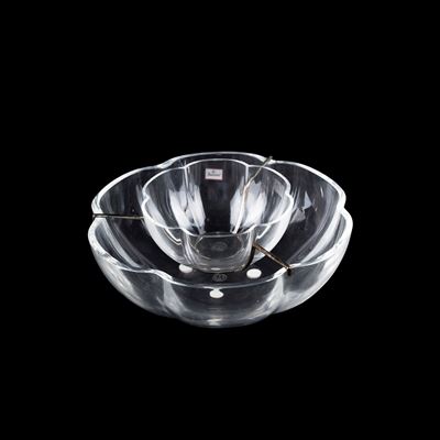 Baccarat, bowl portacaviale in cristallo trasparente con supporto in metallo argentato
